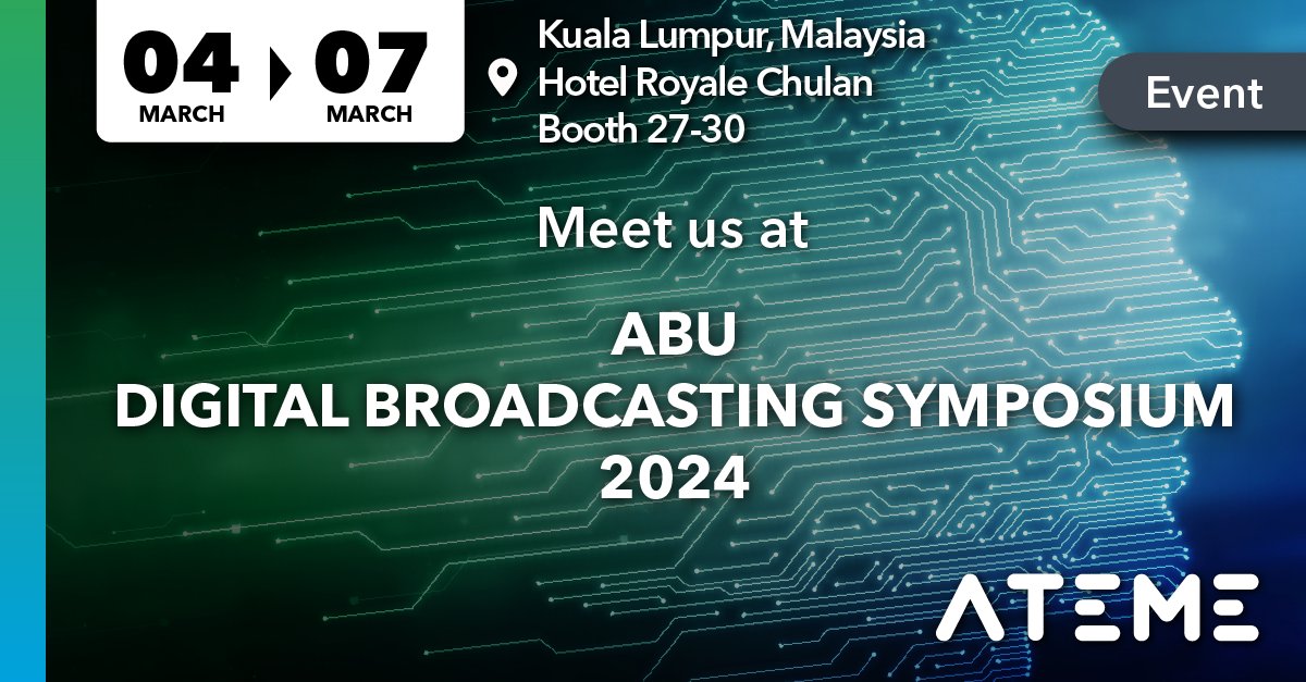 Meet #Ateme at #ABUDBS2024! Discover scalable #OTT solutions to #streamline operations & #save millions, all while delivering top-notch video experiences. #Succeed Book a meeting: ateme.com/event/abu-digi… @ABU_HQ