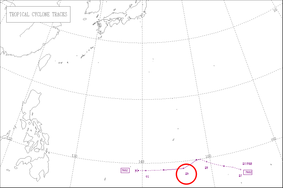 STY1330's tweet photo. 4年に1度しかない2月29日
平均0.3個しか発生しない2月の台風
両者がコラボすることは当然極めて珍しく、1951年以降で2回しかない

出典加工：気象庁
#うるう年　#台風 https://t.co/AGQNKWoqcm