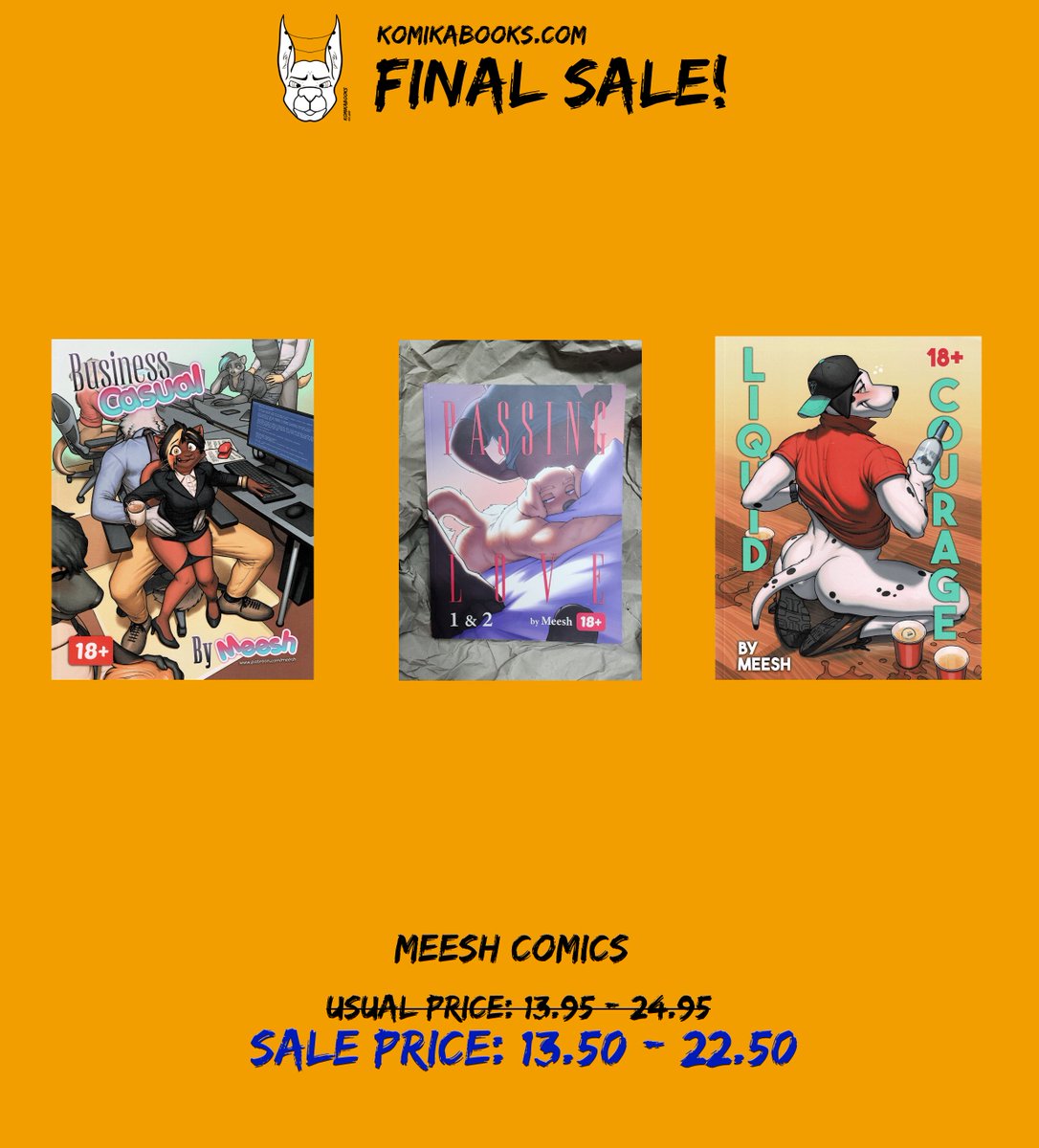 <a href="/mushymeesh/">🔞 Meesh</a> comics Passing Love vol.1 and 2, Business Casual, and Liquid Courage are up for grabs!  You won't get these prices anywhere.  

Come help us clear our stock!   komikabooks.com