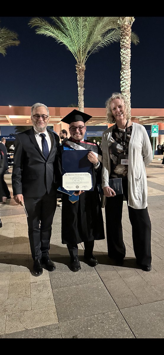 Midyear Commencement. Master of Arts in IHRL. Happy to share this photo with two of my dearest persons at The @AUC; Professor Thomas Skouteris, Law Dept. Chair at @GAPP_AUC, and Diana Van Bogaert, Senior Instructor. ♥️