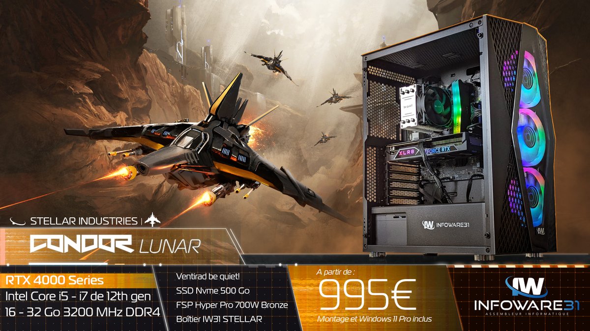 Le Condor Lunar est désormais disponible !

infoware31.fr/produit/condor…

Il vous permettra de jouer à tous les jeux en 1080p sans le moindre problème !

Vous n’aurez pas de meilleur rapport prix / performance chez moi :)
