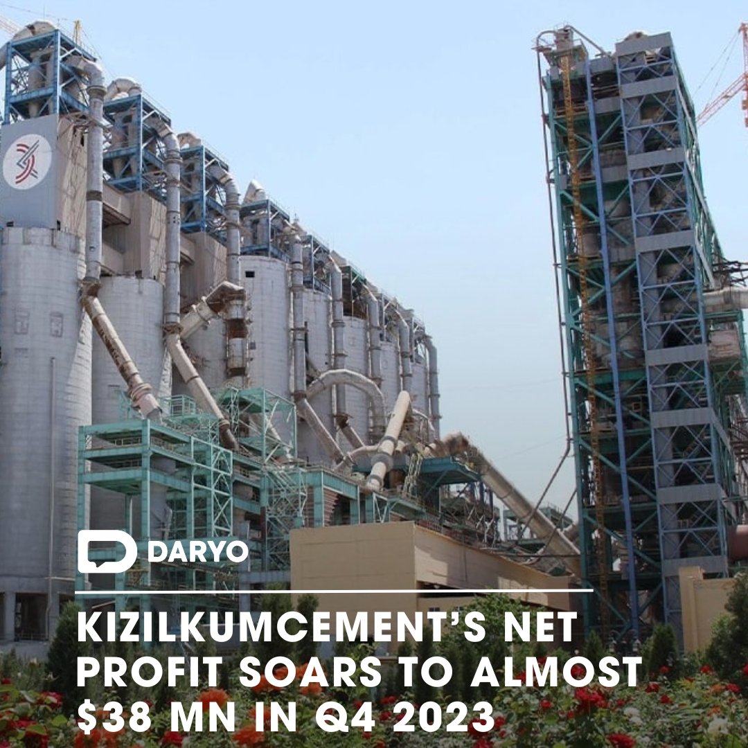 #Kizilkumcement’s net #profit soars to almost $38 mn in Q4 2023 

💼📈🏭

The #company’s gross profit also saw a rise, moving from UZS 638.1 bn ($51.2 mn) to UZS 809.8 bn ($64.9 mn) over the same period. 

👉Details  — dy.uz/YINOb 

@uzstataxborot #ProfitGrowth