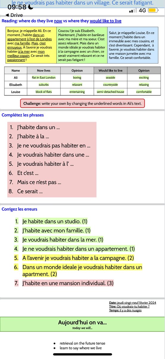 KS3 French sentence builder and EPI lesson structure on where you live, free to download tes.com/teaching-resou…