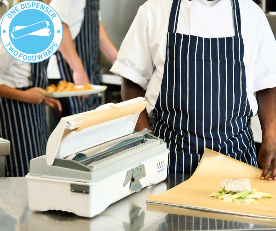 Our Wrapmaster® Duo dispensers are ideal for busy kitchens. Able to hold two 45cm wide refill rolls, you can dispense two types of wrap at once! Learn more: wrapmaster.global/en/product-ran… #Wrapmaster #Foodservice
