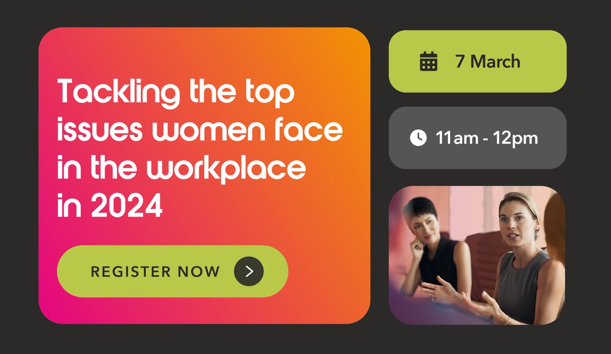 Ahead of this year's #IWD join our 'Tackling the top issues women face in the workplace in 2024' webinar on Thursday 7 March at 11AM. We'll be navigating everything from menopause to maternity leave to help you create an equal and diverse workplace. 👇 ow.ly/rhKW50QIhHn
