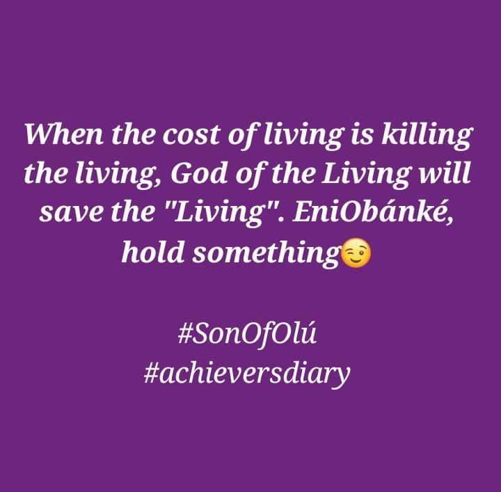Obimuyiwa_Gab's tweet photo. When the cost of living
Is killing the living.
God of the Living, will save
The "Living". EniObánké,
the daughter of my womb,
Hold something
#SonOfOlú
#achieversdiary
#TheBurden https://t.co/QmLwRENeNL