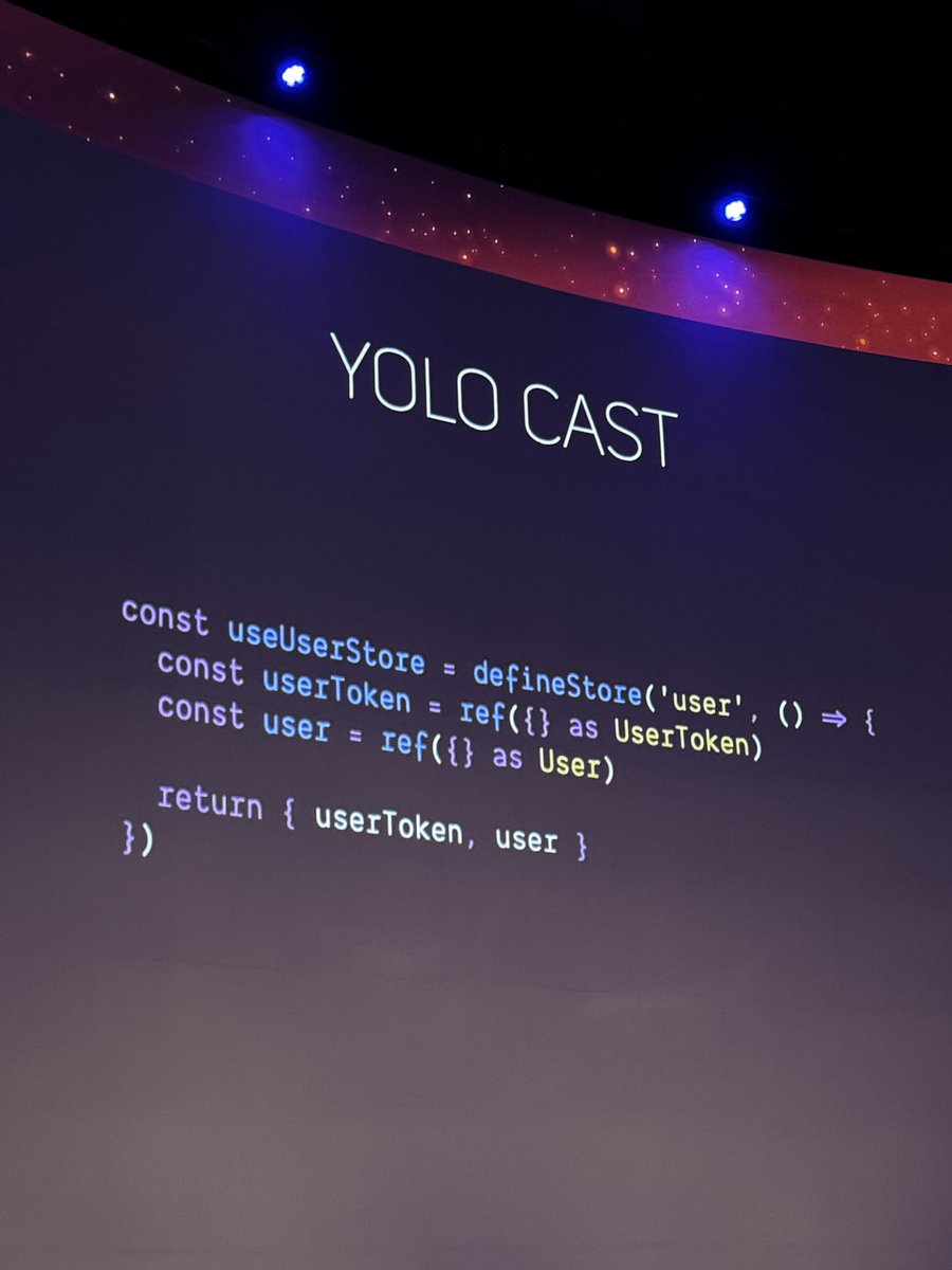 adamdehaven's tweet image. Hands down my favorite slide from #vuejsamsterdam from @posva - the “YOLO Cast”