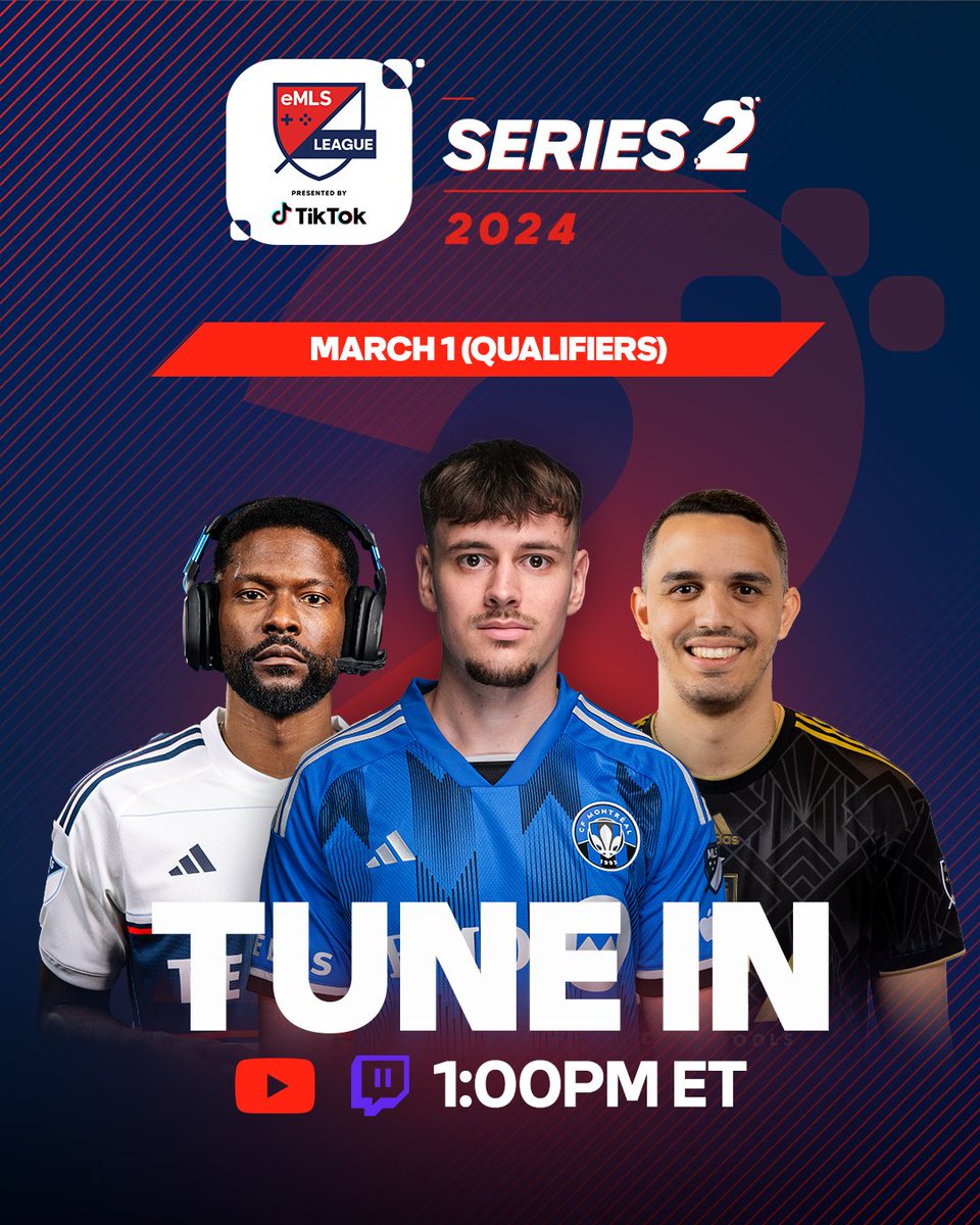 eMLS's tweet photo. Ready for more eMLS?! LS2 Qualifiers kick off tomorrow 🥳

Format:
Rounds 1️⃣ - 5️⃣: 1:00pm ET
Break 😎 : 4:00pm ET
Rounds 6️⃣ - 🔟: 6:00pm ET

See you on the virtual pitch 🎮⚽️ https://t.co/8MBfeOzHh9