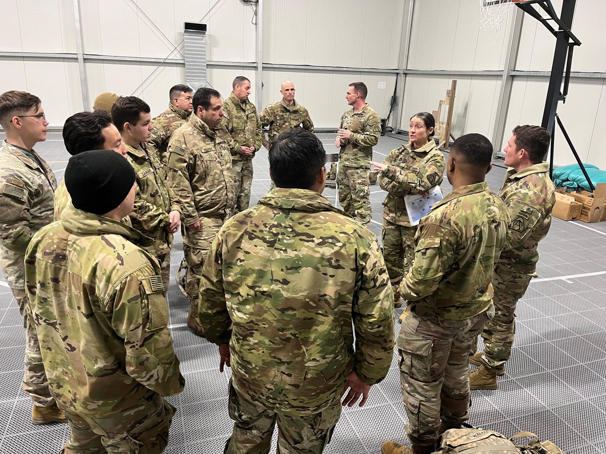 In preparation for Operational Kit (OK) Analysis, MSG Debra Lee briefs Soldiers from @3rd_Infantry during PEO Soldier’s visit to Pabrade, Lithuania on February 21, 2023. #ArmyTransformation #Army2030