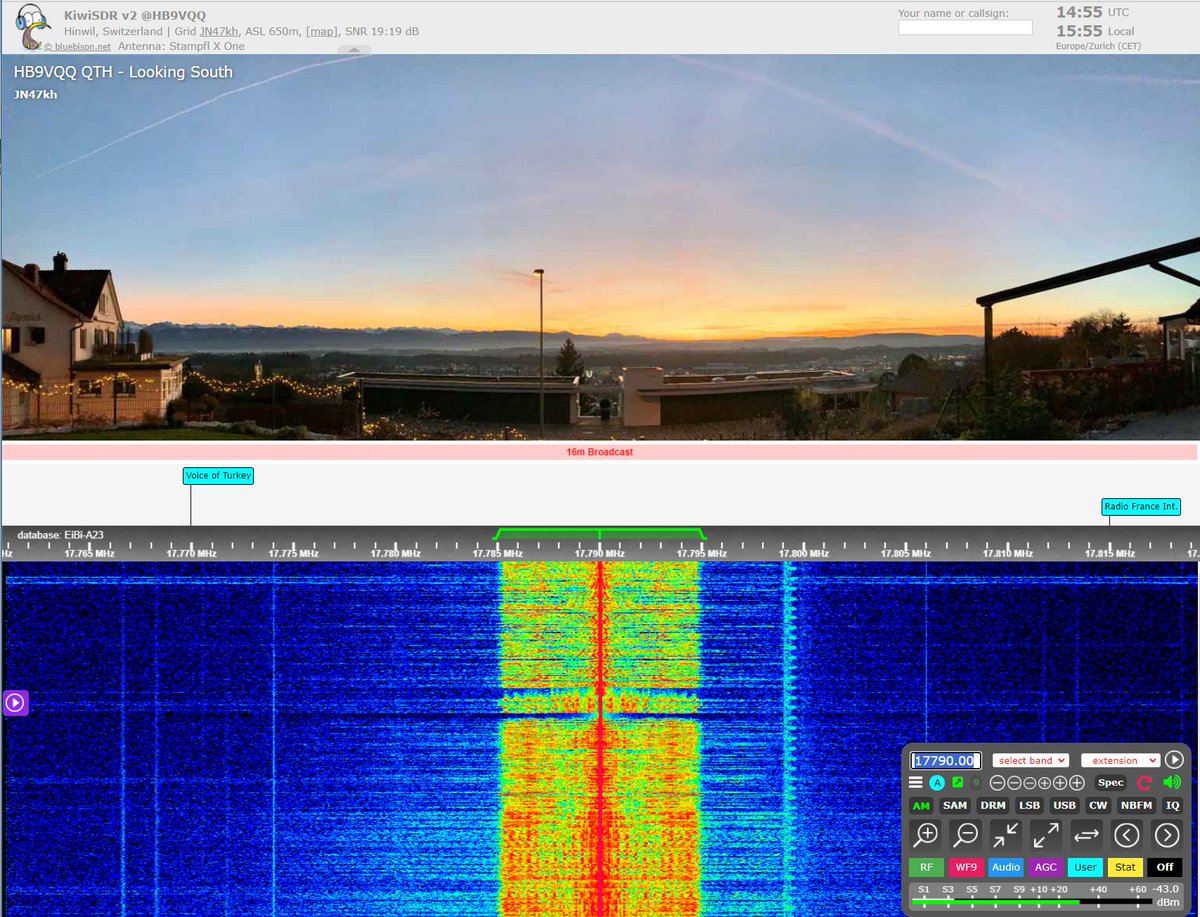 HB9VQQ's tweet photo. For a limited time, I have hooked up the #Stampfl #XOne active RX #HF antenna to #KiwiSDR https://t.co/fMShIpcXYM. You can compare it with the #Wellgood 3.1 Loop https://t.co/KDtS1LxxLC and the #EFHW https://t.co/IGRbPcCOsk #hamradio #swl https://t.co/sFgehjybLL