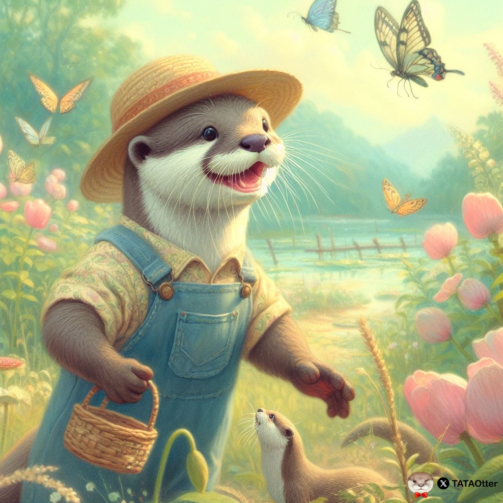 [Otter AI images]
🎶Happy farm~ happy farm~
The little otter farmer🎼

#otters #otter #AIgeneratedimage #AI
#水獺 #カワウソ