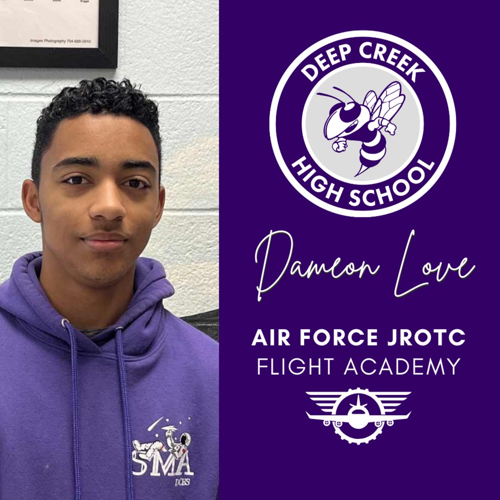 THE SKY IS THE LIMIT! ✈ Congrats to Nicholas Bates from Grassfield High School and Dameon Love from Deep Creek High School for being selected to attend the exclusive Air Force JROTC Flight Academy. The program's goal is to encourage high school youth to pursue aviation careers.