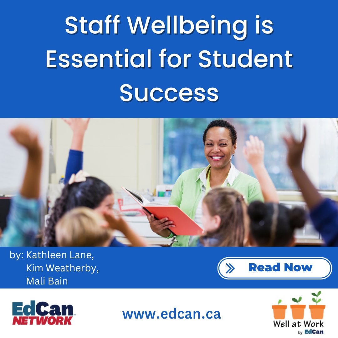 Educators everywhere intrinsically recognize the complex interplay between student & staff wellbeing. If we truly want our students to be healthy & ready to learn it is essential to invest in the wellbeing & culture of our staff. Read more: ow.ly/ix7Z50QGK8W #WellatWork