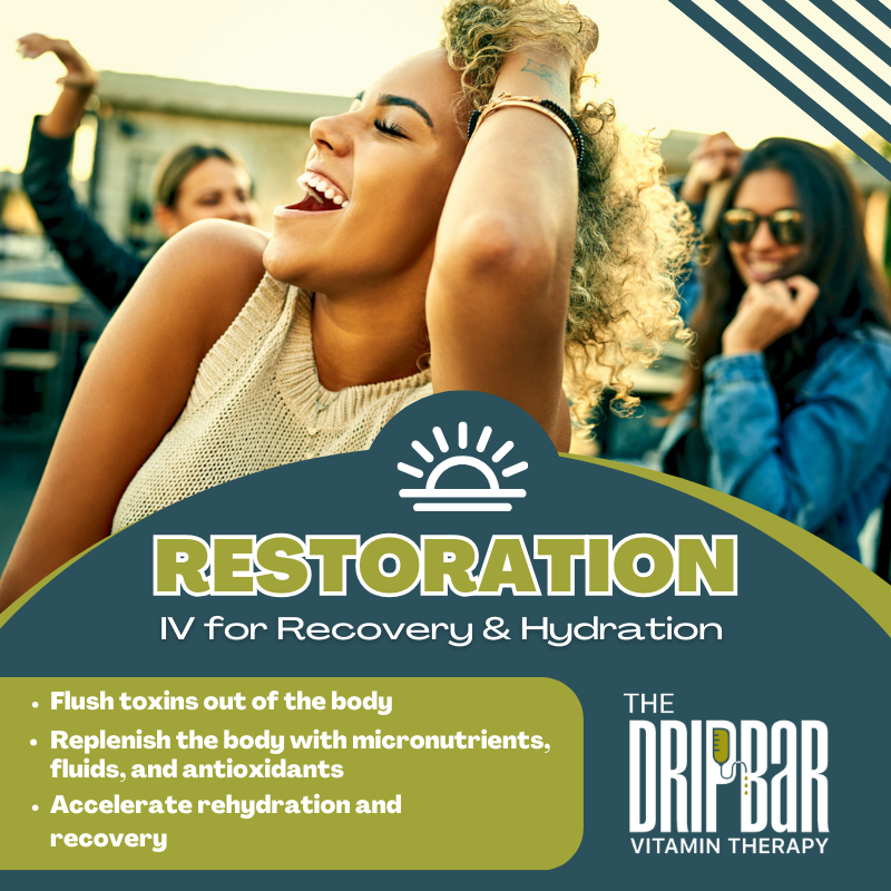 thedripbarnb's tweet photo. The Restoration IV Drip is our most popular drip for rehydration and recovery. (Not intended to diagnose, treat, cure, or prevent any disease.  Please see FDA Disclaimer on our website.) #TheDRIPBaRNewBraunfels #NewBraunfels https://t.co/5zuHRtjPUG