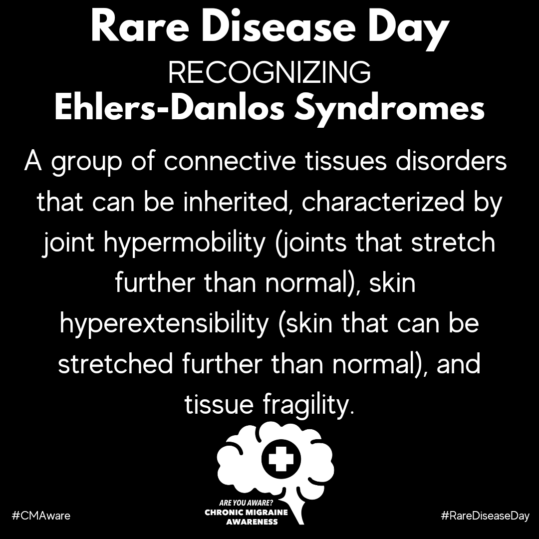 CMAware's tweet photo. Recognizing Ehlers-Danlos Syndromes on Rare Disease Day. 

#CMAware
#WhlersDanlos
#RareDiseaseDay https://t.co/M366AAfzIP