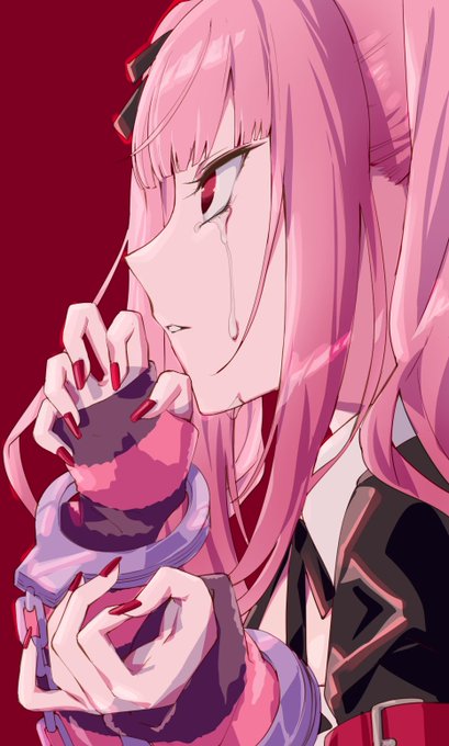 「crying with eyes open pink hair」 illustration images(Latest)