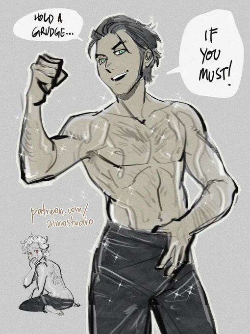 When Claude defeated Tumblr's White Boy of the Year in that one poll last month, I imagined the match-up was in the form of Turkish Oil Wrestling...🤔 #BG3 #FE3H 
