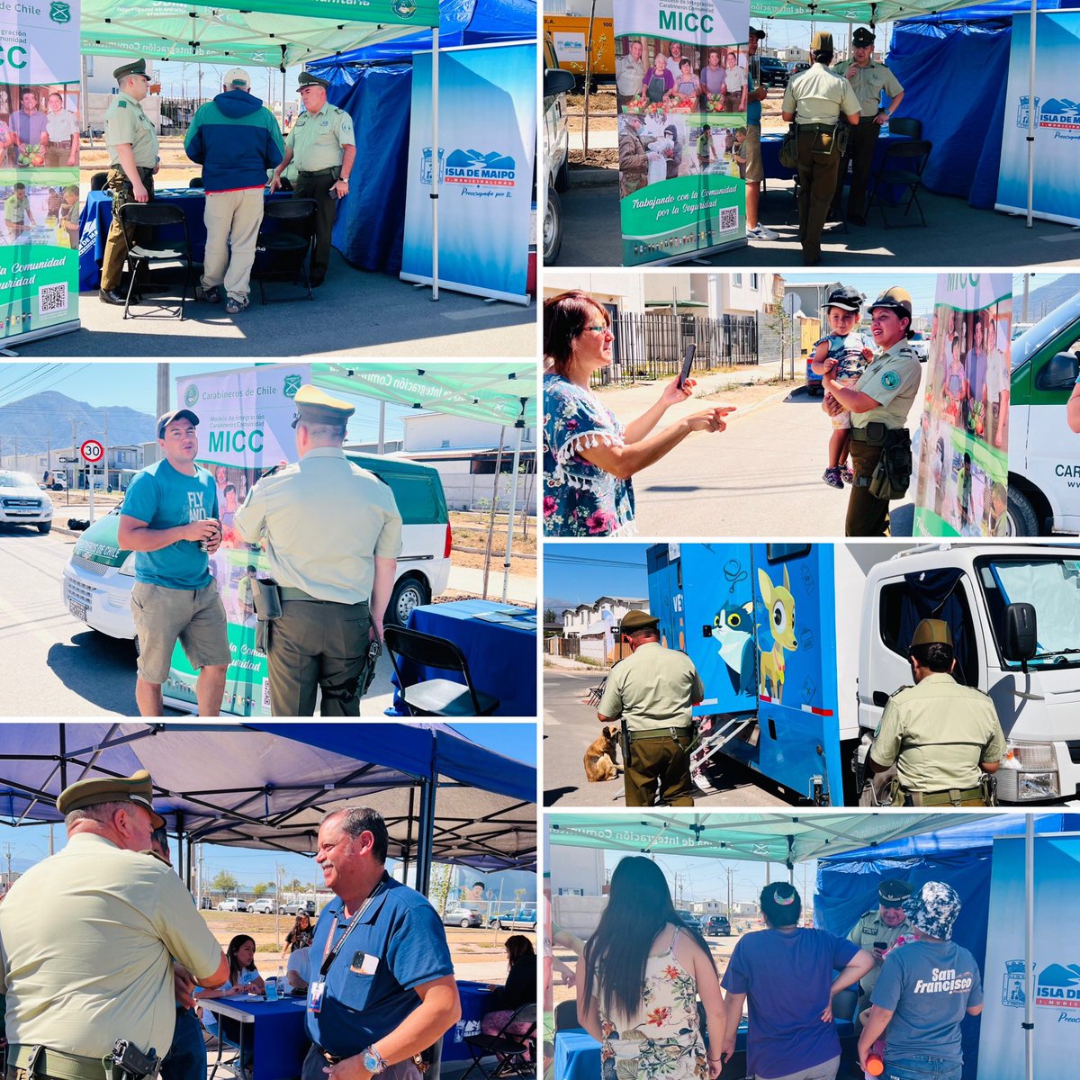 @CarabMicc de la 23a Comisaría #Talagante, participan con Stand informativo en actividad #MuniEnTúBarrio en Villa Aires del Maipo en sector #LaIslita, entregando recomendaciones y atendiendo requerimientos de los vecinos. #CarabinerosDeTodos @MuniIsladeMaipo