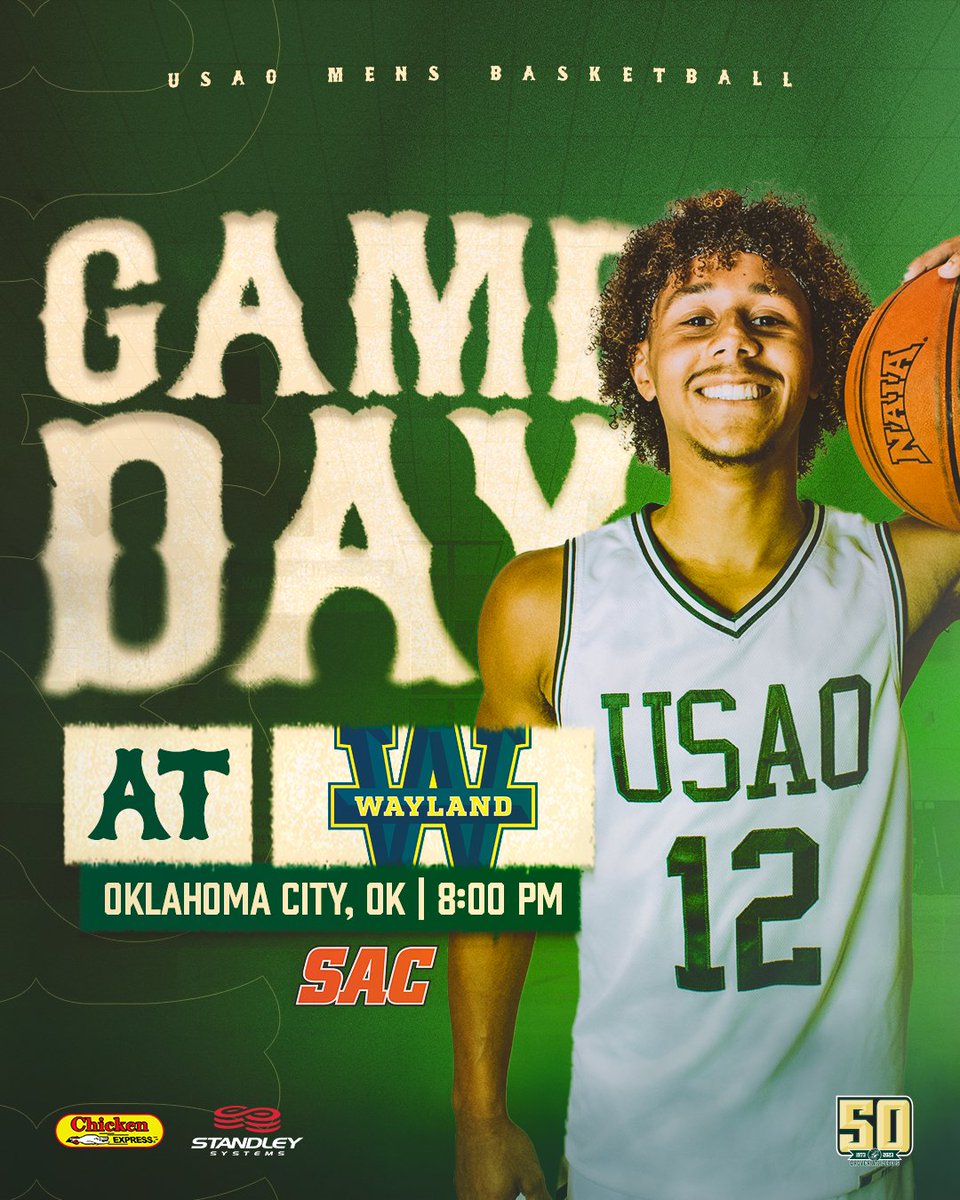 🏀𝗚𝗔𝗠𝗘𝗗𝗔𝗬🏀
The Drovers are in Texas for the 𝗦𝗔𝗖 𝗧𝗼𝘂𝗿𝗻𝗮𝗺𝗲𝗻𝘁 at Wayland Baptist!

⏰: 8:00 PM CT
📍: Oklahoma City, OK
🏟️: Gaulke Activity Center
📺/📊: usaoathletics.com/composite

#DroverNation🐎 x #BleedGreen