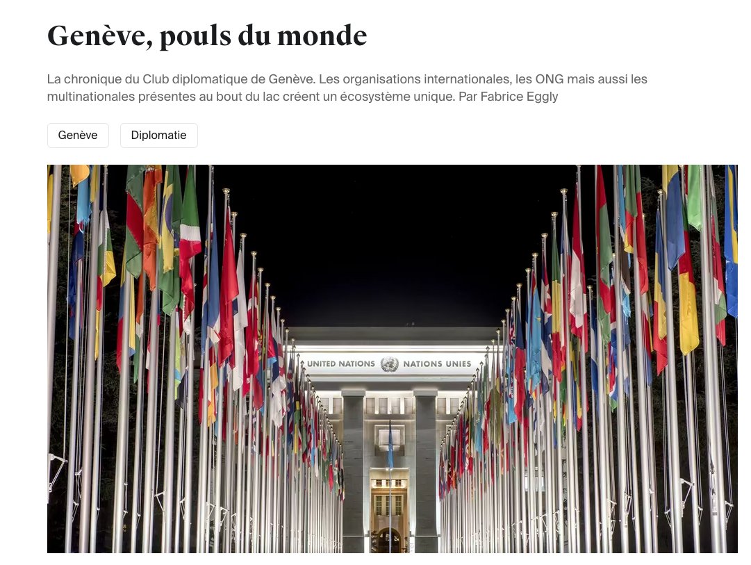 📰​ Genève, pouls du monde Retrouvez cet article de notre directeur Fabrice Eggly consacré au rôle inestimable de la Genève internationale pour le canton. ​⬇️​ A découvrir dans la chronique du @ClubDiploGE publiée chaque mois dans @Agefi_Economie agefi.com/actualites/opi…