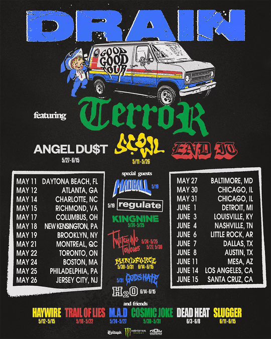 Playing guitar for my homies in @enditbchc on the second half of this tour… to go on a tour like this, with all these bands… is some sitting on the school bus as a kid dreaming away type shit