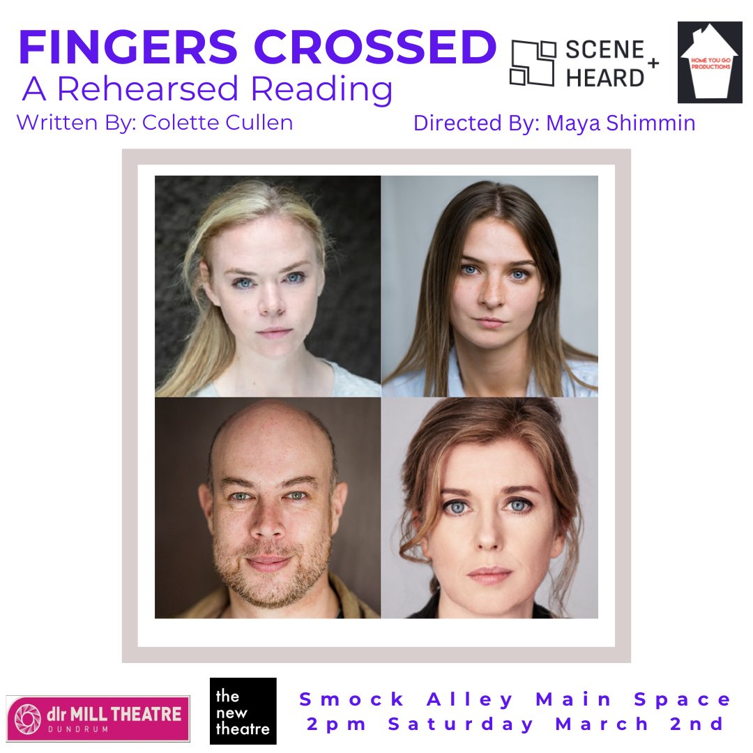 Can chance meetings have life changing consequences? What does family mean? Want to see new work? FINGERS CROSSED Rehearsed Reading 2pm Saturday March 2nd <a href="/smockalley/">Smock Alley Theatre</a> <a href="/SceneAgusHeard/">SceneAndHeard</a> Supported by <a href="/artscouncil_ie/">The Arts Council / An Chomhairle Ealaíon</a> <a href="/dlrMillTheatre/">dlr Mill Theatre</a> <a href="/The_New_Theatre/">The New Theatre</a> bit.ly/3vMxk6o