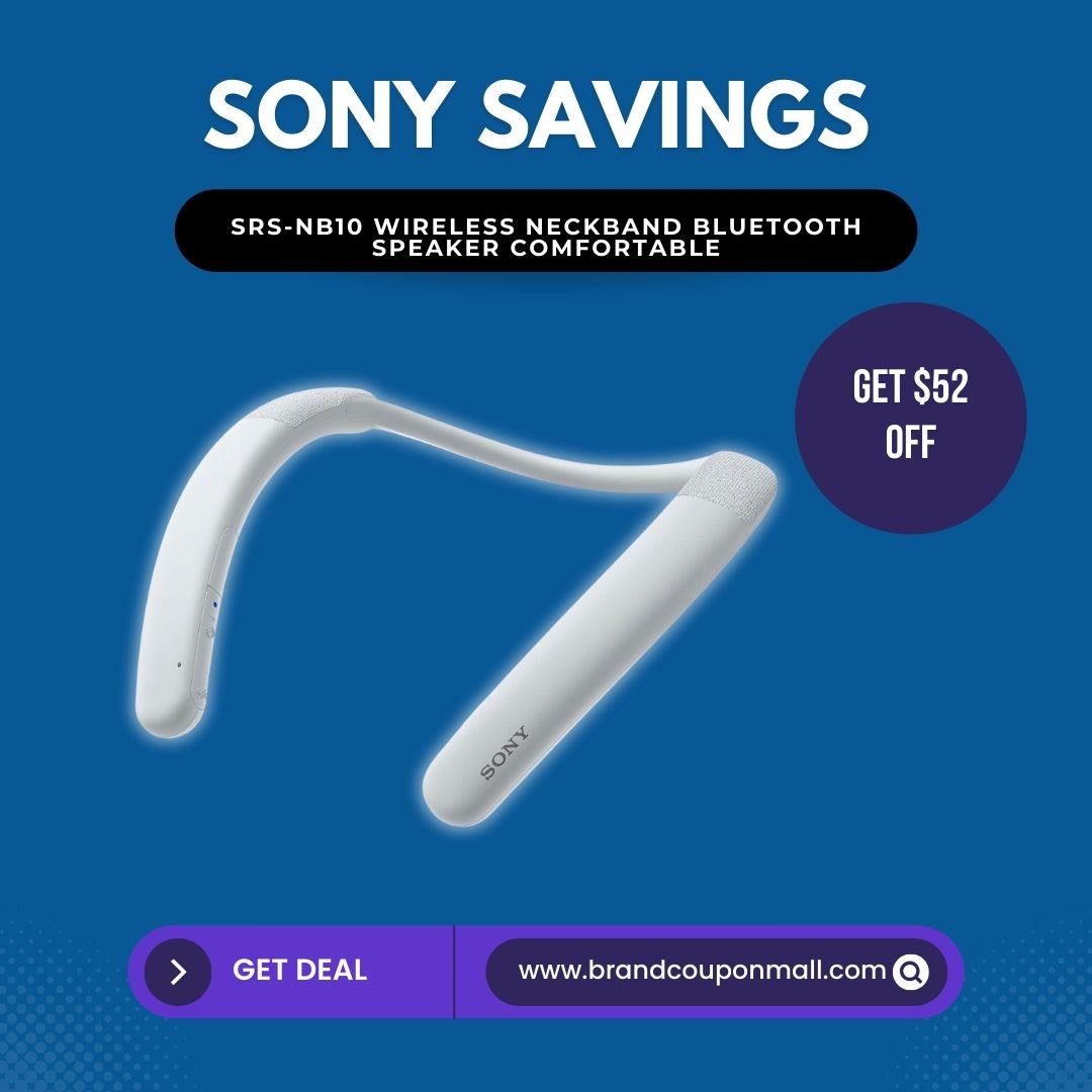 Upgrade your audio experience with the Sony SRS-NB10 Wireless Neckband Bluetooth Speaker! 🎧 . 
👉 amzn.to/3TK6JR5 &gt;&gt; Coupon &gt;&gt; brandcouponmall.com/brand/sony/ &gt;&gt; Enjoy a $52 discount for a limited time.

#SonyAudio #WirelessSpeaker #AudioUpgrade
