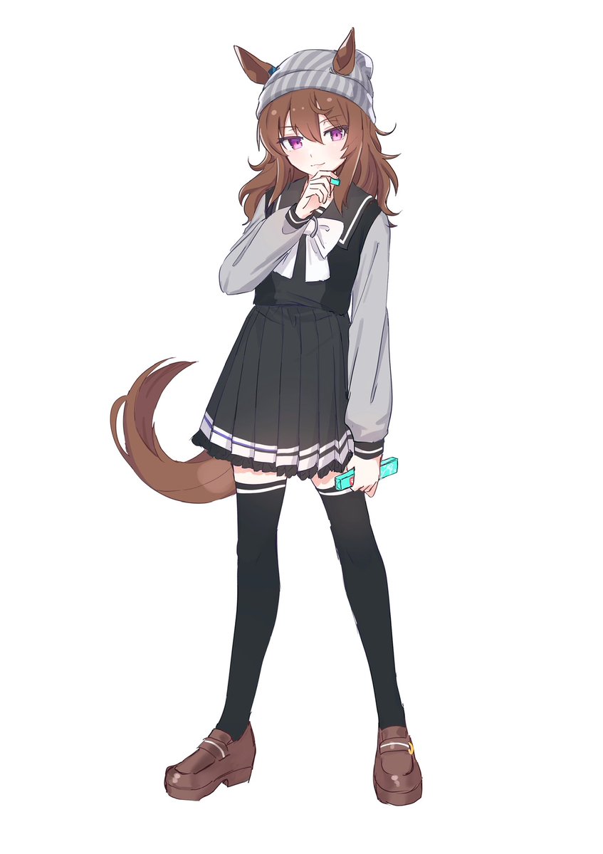 nakayama festa (umamusume) 1girl solo beanie tail animal ears thighhighs horse tail  illustration images