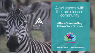 AkariTX's tweet photo. Join us today in supporting #RareDiseaseDay and the 300 million people worldwide who have rare diseases. Akari is developing advanced therapies for #autoimmune and #inflammatory diseases, including the rare condition #HSCTTMA. https://t.co/rPKSDc81TC $AKTX https://t.co/EDNxwofc1k