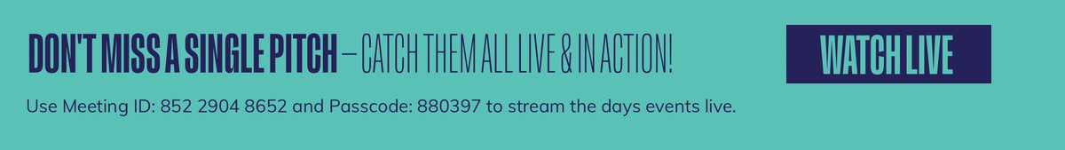 Can't make it today to the Pitch Showcase? We got you covered! Watch the Pitches live here!

us02web.zoom.us/j/85229048652...
Meeting ID: 852 2904 8652
Passcode: 880397