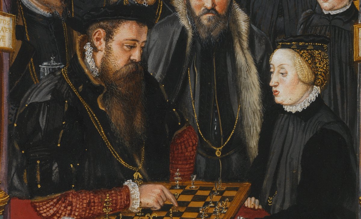 OldPortraiture's tweet photo. Born #OnThisDay in 1528: #AlbertV, Duke of Bavaria (1528-79)
Portrait playing chess with his spouse #AnnaofAustria (1528-90) from the "Kleinodienbuch der Herzogin Anna von Bayern" by #HansMuelich (1516-73), 1552-5
#AlbrechtV #Wittelsbach https://t.co/xkPNXV37s5