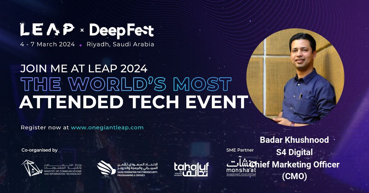 Looking forward to exploring new partnerships 🚀 in #Riyadh next week at #LEAP24! Let's discuss #DigitalTransformation, #LowCode, #EnterpriseAI #Ecommerce and #DigitalMarketing and take your business to the next level!