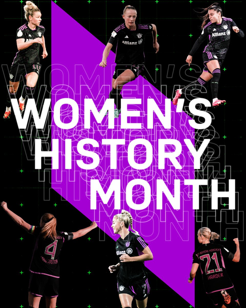 FCBayernUS's tweet photo. 𝘐𝘕𝘚𝘗𝘐𝘙𝘐𝘕𝘎 𝘎𝘙𝘌𝘈𝘛𝘕𝘌𝘚𝘚 💜 

Celebrating Women’s History Month all month long starting with a tribute to our pride and powerhouse, 𝘛𝘏𝘌 @FCBfrauen ⭐️

#MiaSanMia | #WomensHistoryMonth https://t.co/tdmJeGhtIq