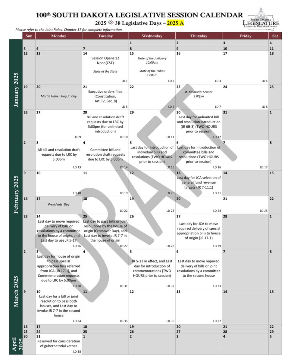 Ladies and gentlemen, we have a calendar. #sdleg