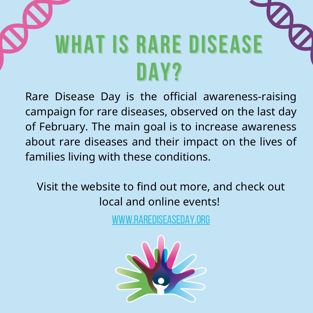 Did you know there are over 6,000 identified rare diseases? Today is #RareDiseaseDay where we bring awareness to those who are living with, supporting, and treating rare genetic diseases. 

#geneticcounseling #genechat #geneticcounselingstudent #futuregc #geneticcounselors