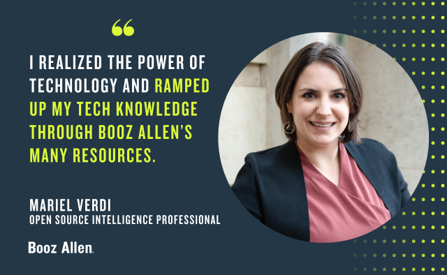 lisabishop34's tweet photo. #BoozAllen Lead Associate Mariel Verdi shares her career journey in open-source intelligence (#OSINT), and what makes this field so important. https://t.co/r8kUrT0Urj https://t.co/Jt0FGMiqRV