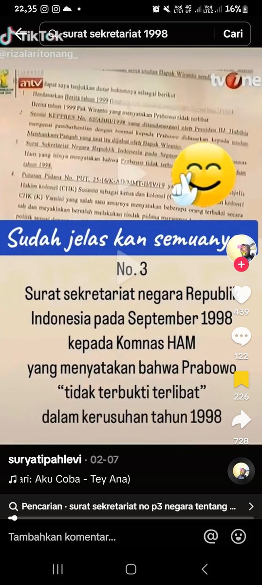 Patrickstr23's tweet photo. @DarthHand @TK_crowned69 @winalways2 @Zero8ok Mohon maaf sy hanya bisa ngasih ss karena yg surat seketariat negaranya susah di akses , cuma dlu tv one pernah ngeup surat itu https://t.co/go5TO7WgDr