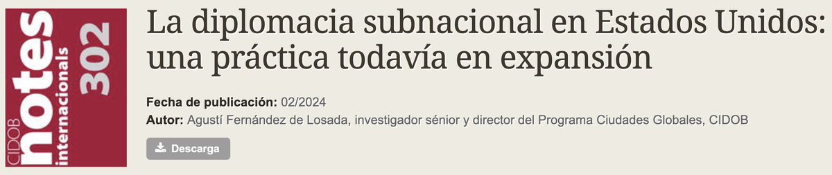 Agustí F. de Losada (@agustifdelosada) on Twitter photo De ser episódica a liderar procesos globales, con la agenda climática como catalizadora y filantrópicas, think tanks y el <a href="/StateDept/">Department of State</a> como aliados. Mi análisis de cómo ha evolucionado la diplomacia subnacional estadounidense en las últimas décadas.
🔗bit.ly/NotaInt302 De ser episódica a liderar procesos globales, con la agenda climática como catalizadora y filantrópicas, think tanks y el <a href="/StateDept/">Department of State</a> como aliados. Mi análisis de cómo ha evolucionado la diplomacia subnacional estadounidense en las últimas décadas.
🔗bit.ly/NotaInt302