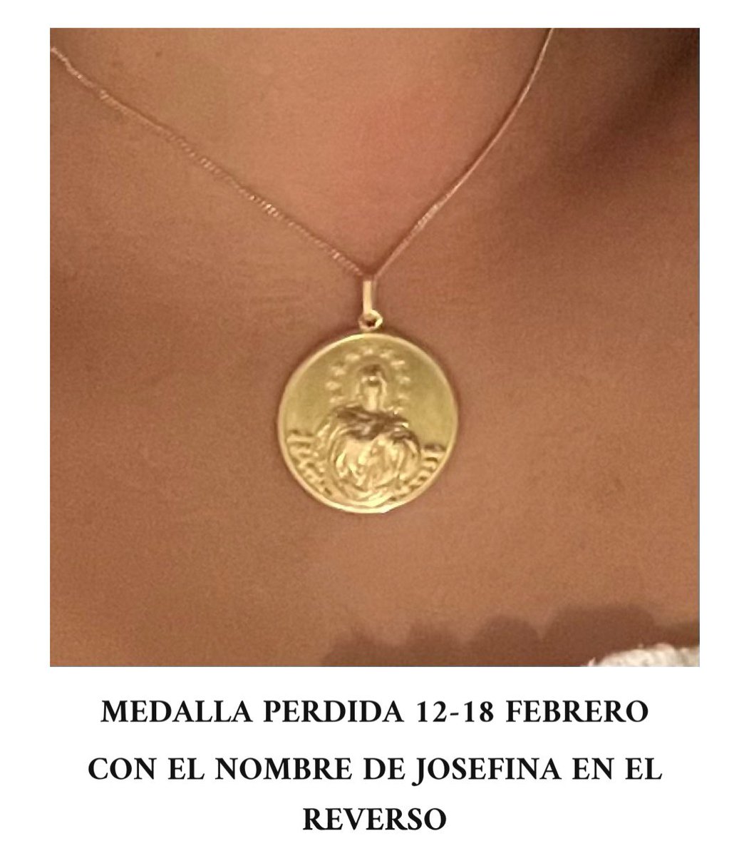 rohmer0's tweet photo. se ofrecen 500€ por la medallita de la inmaculada

cuando se perdió tenía la cadenita enredada y sucedió entre la zona francos rodriguez/av. America/ buses verdes

es lo más importante que he tenido. me gustaría poner una recompensa más alta pero no puedo

se agradece un rt https://t.co/GprGIQy0Bx