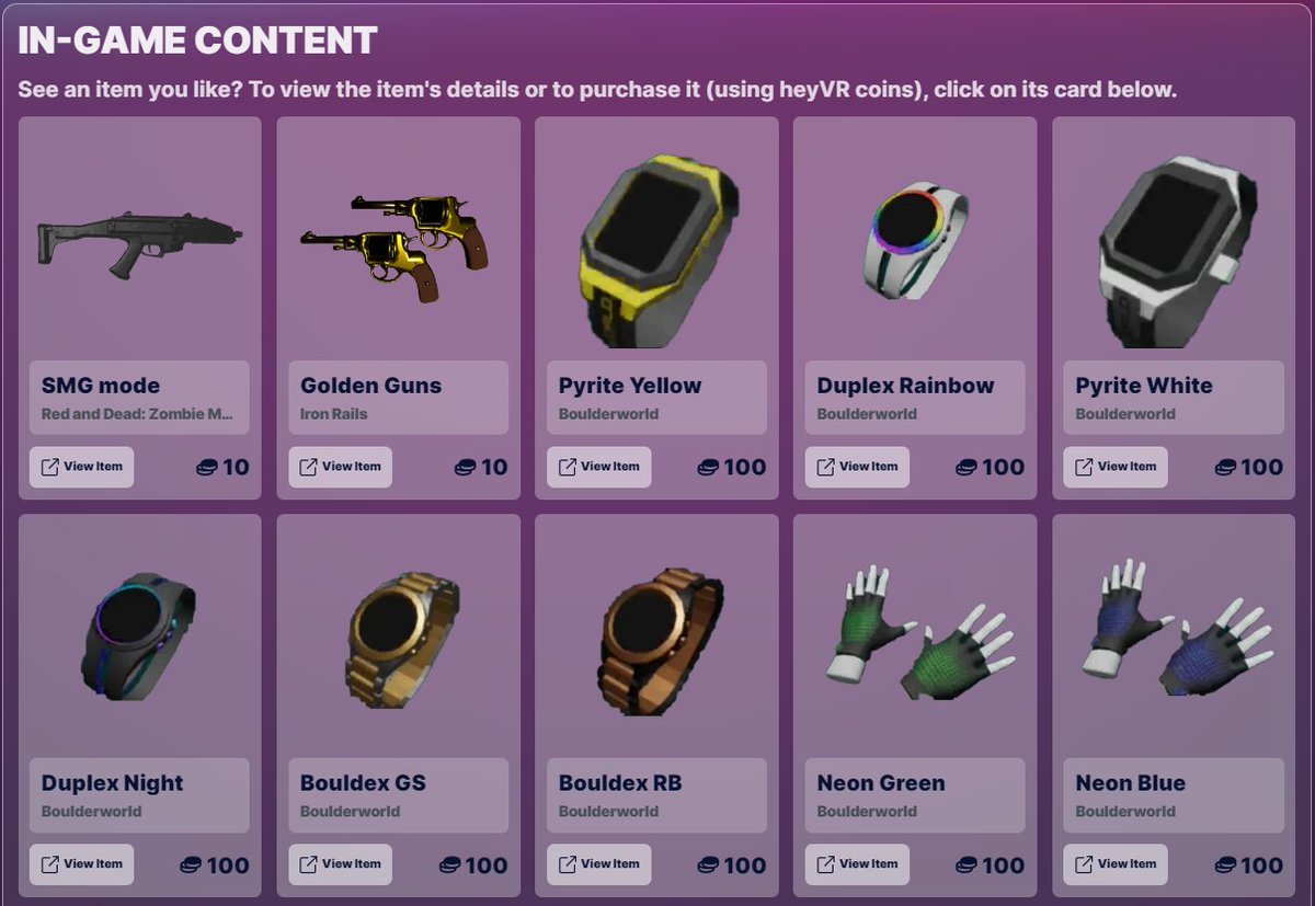 Our market just launched where you can sell in-game content for your #webXR games. In-game content can be anything: cosmetics, consumables, extra levels – be creative! This allows players to purchase in-game content in your game on @heyVR_io and through the market. #gamedev