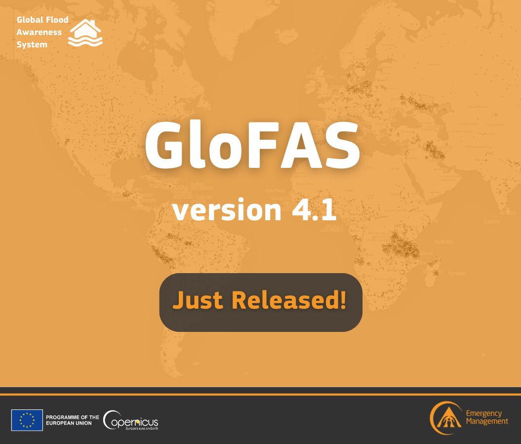 📢The Global Flood Awareness System #GloFAS version 4⃣.1⃣ has just been released!

➡️It features an improved map viewer 🗺️and reporting points layer

Find out more at👇
globalfloods.eu/news/161-let-u…
