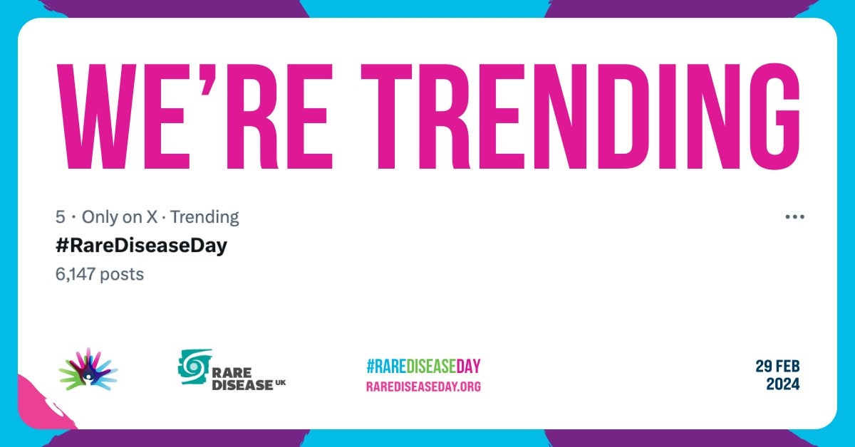 #RareDiseaseDay is trending. Keep it going to raise awareness for our community. With over 7,000 known rare conditions, although they are individually rare, they are collectively common. #RareDiseaseDay2024