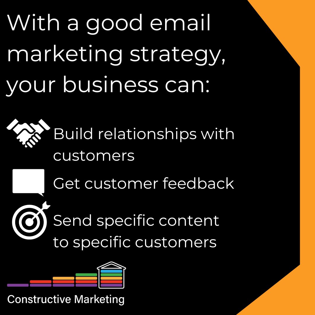 With a good email marketing strategy, your business can:
🤝 Build relationships with existing customers 
🗨 Get customer feedback 
🎯 Send very specific content to target audiences

Get in touch for help with your #EmailMarketing: bit.ly/47LeQAF