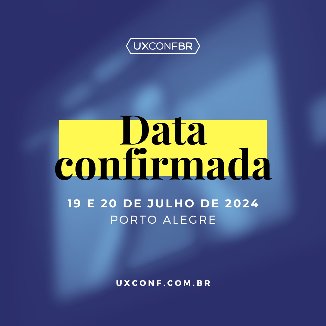 Definimos local e data para 2024.

A edição deste ano vai aumentar de tamanho e mudar de endereço, será no Teatro Unisinos (+500 pessoas). 

Ao trazer  evento para Julho, criamos um espaço maior entre a UXConf BR e o ILA. :)

Inscrições e +infos em uxconf.com.br