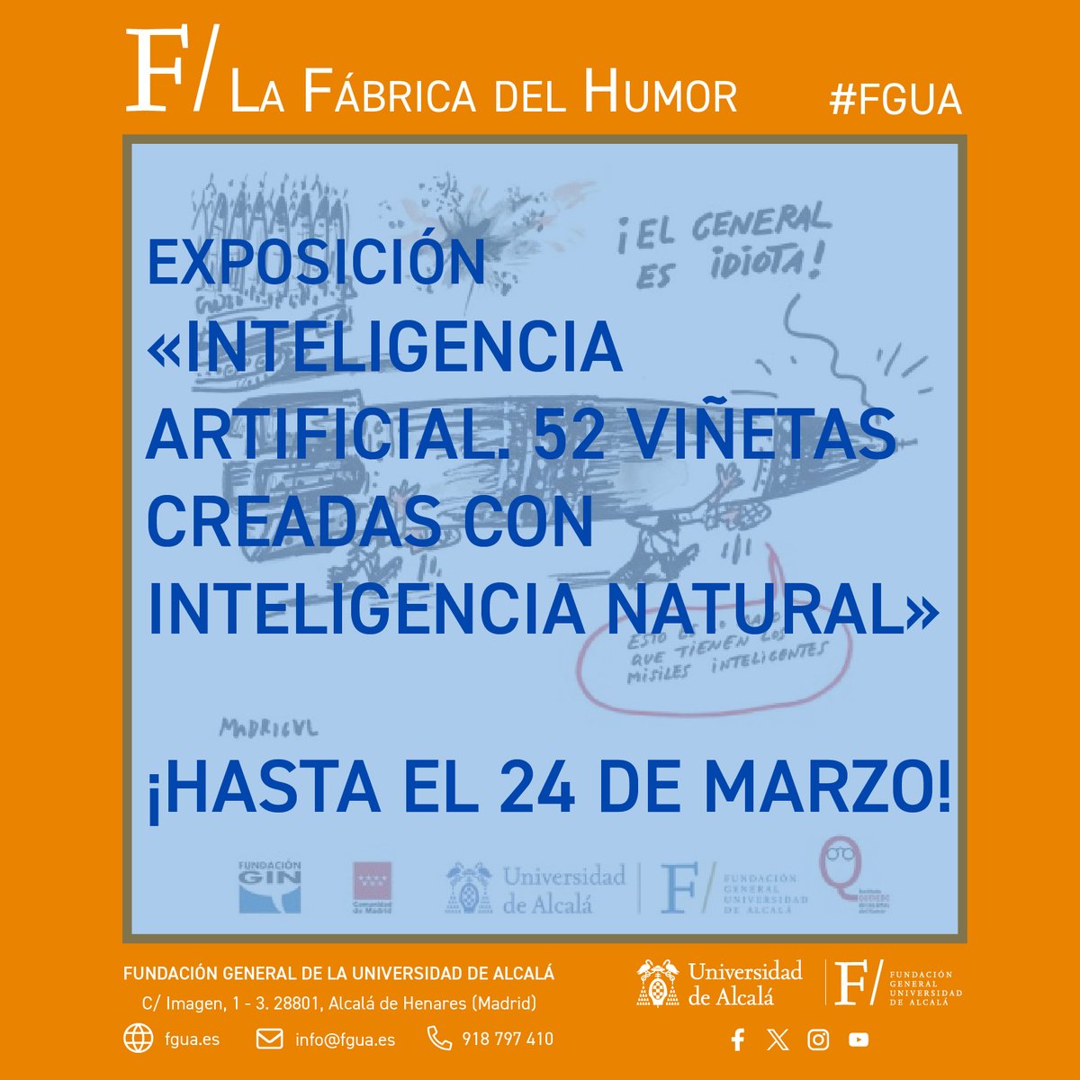 FGUAes's tweet image. 👁️¿Has visitado esta #exposición del @iq_humor? Coméntanos qué te ha parecido❗️
Y si todavía no la has visto, estás de suerte porque podrás disfrutarla hasta el 2⃣4⃣ de marzo❗️❗️

➕ℹ️: iqh.es/exposicion-int…
·
#FGUA #IQH #HumorGráfico #CulturaUAH #InteligenciaArtificial