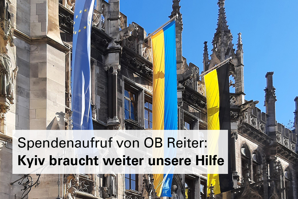 "Kyiv braucht weiterhin unsere Hilfe. Ich bitte Sie ganz herzlich, spenden Sie weiter, damit wir unsere Partnerstadt unterstützen und das Leid der Menschen mildern können“ - mit diesem Aufruf wendet sich OB Reiter an alle Münchner*innen.
➡️ Spenden-Infos: muenchen.de/ukraine
