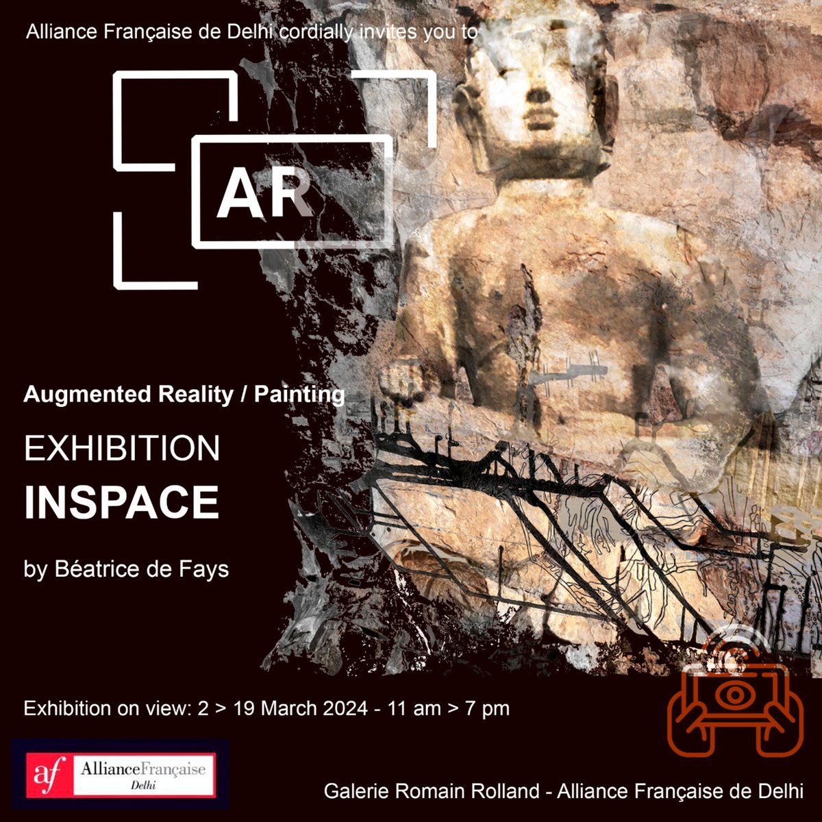 Immerse yourself in the captivating world of 'Inspace' by Béatrice de Fays! 🎨✨ 🌟Experience the Augmented Reality and witness artworks unveiling a narrative inspired by the granite rocks of Hyderabad. Date: March 2nd to 19th Time: 11:00 am to 7:00 pm 📍AF Delhi