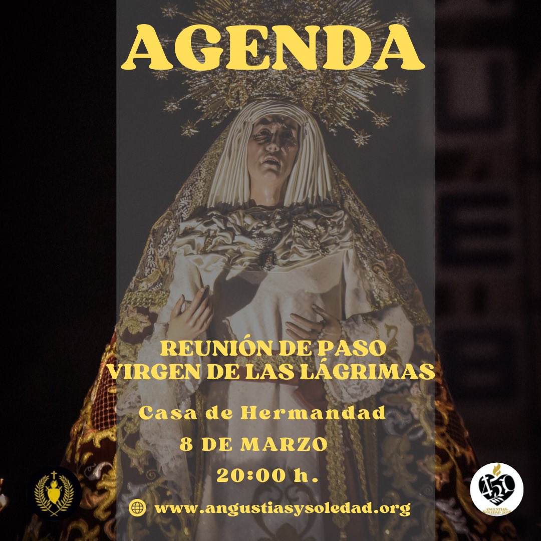AyS_Leon's tweet photo. Reunión de paso, convocada por su Seise, el hno. Pedro Álvarez Gutiérrez.
Lugar: Casa de Hermandad
Día: 8 de marzo
Hora: 20:00 h.

#angustiasysoledad1578 #semanasantaleon #semanasanta #paponesleoneses #pasioncofrade #familiacofrade #leonesp https://t.co/eJLdVp6adL