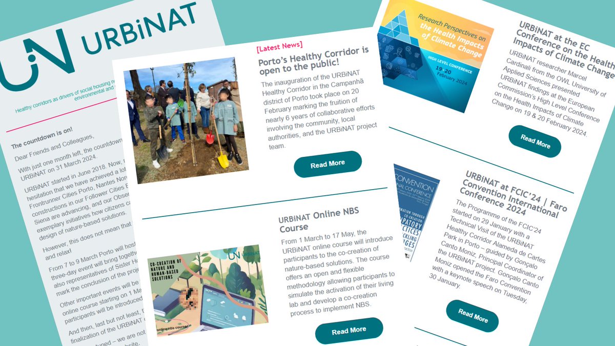 📣 Just out! The February issue of our #newsletter is now available on our website 🌿💚

Read latest news from #URBiNAT at 👉 0ru67.mjt.lu/nl3/gtJ2pA_HSL…

Be sure to subscribe at urbinat.eu
 
#NBS #H2020 #HealthyCorridor
