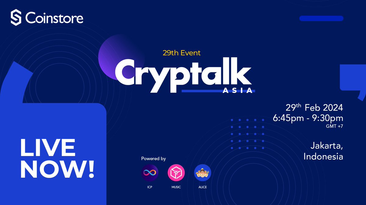 CoinstoreExc's tweet photo. π Happening NOW: #CryptalkAsia is LIVE! ποΈβ¨
Dive into the latest in crypto with industry experts in Jakarta. Don't miss out on the insights and the opportunity to be part of the conversation.
π‘Tune in right here, right now: https://t.co/2nxJMez2VD https://t.co/xckIYzpIEg